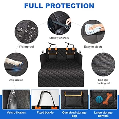 EasyHaWei 4-in-1 SUV Cargo Liner for Dogs, Non-Slip Water Resistant Pet Trunk Mat with Side Flaps Protector & Back Seat Organizer, Dog Backseat Cover for SUVs Vans（41" W x 76" L） - Image 7