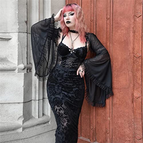 Image of Bolero Shrug Top Trad Goth Black Shawls and Wraps for Evening Dresses Short Cardigan