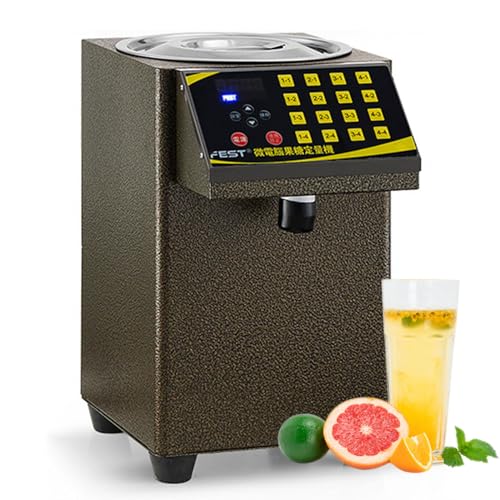 LYDZUSDP Fructose Dispenser,8.5L Quantitative Fructose Machine Commercial Electric Sugar Syrup Dispenser Coffee Bubble Tea Milk Tea Making Equipment(Gold)