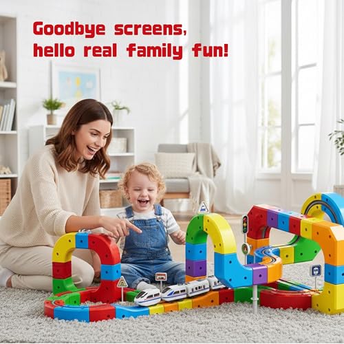 image for AUKTWE Electric Train Set for Kids Ages 3-8 - Modular 3D Flexible Race