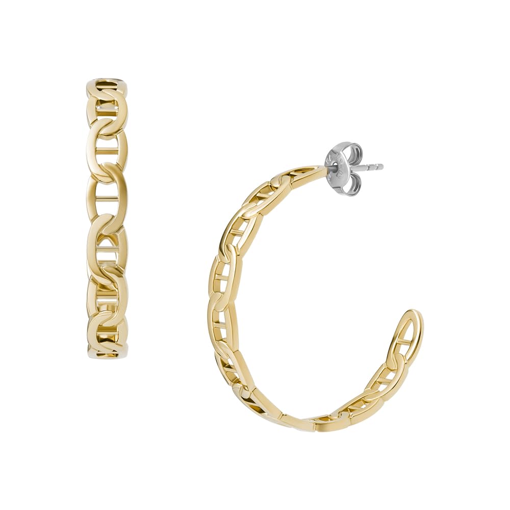 Fossil Damen Ohrringe aus goldfarbenem Edelstahl mit Pfosten-/Bolzenverschluss, Weiches Gold