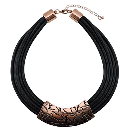 Bocar Black Chunky Alloy Multi Layer Statement 18 Choker Collar Necklace (NK-10398-antique Copper) Bocar Black Chunky Alloy Multi Layer Statement 18" Choker Collar Necklace (NK-10398-antique Copper)