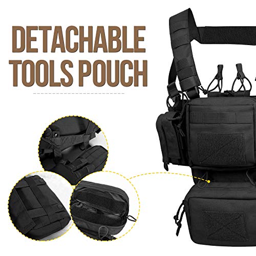 Image of VISMIX Tactical Chest Rig, Adjustable&Detachable Molle Chest Rigs with Mag Pouch