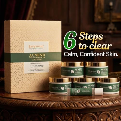 Image of Aryanveda Anti Acne Oil Control Facial Kit for Glowing Skin (260g), Reduces Pimple scars, Controls Sebum Production, Removes Dirt & Grime, All Skin Types Face Pack for Men and Women (6 Units)