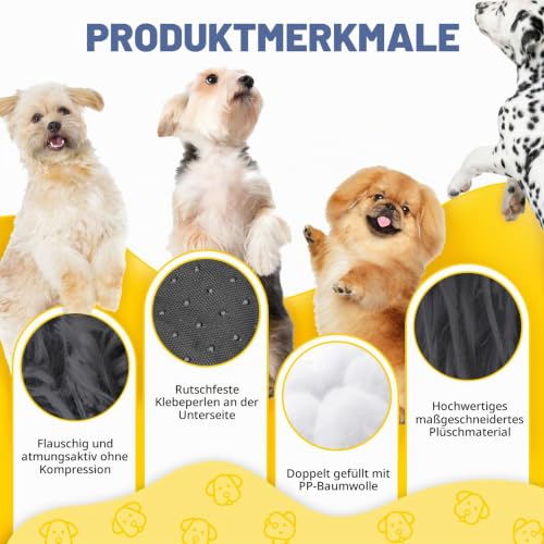 LUOJINYI Hundebett Flauschig, Hundekissen Rund Haustierbett Donut Katzenbett Waschbar mit rutschfestem Boden für große, mittelgroße & kleine Hunde, 70 cm, Marineblau