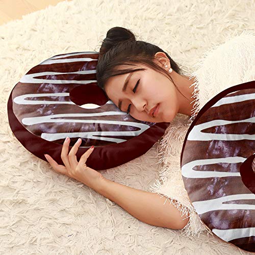 Image of Kesar Enterprises Donut /Doughnut Cushion /Pillow | Velvet Fabric|Birthday Gifts | Soft Toys | Suitable for Wheelchair, Car Seat, Home or Office for Kids Cushion | Size 14x14 inches