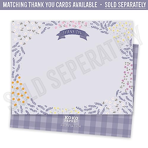 Image of Koko Paper Co Superbloom Wildflowers All-Occasion Invitations | 25 Flat Cards with 25 Bright White Envelopes (50 Count Total)
