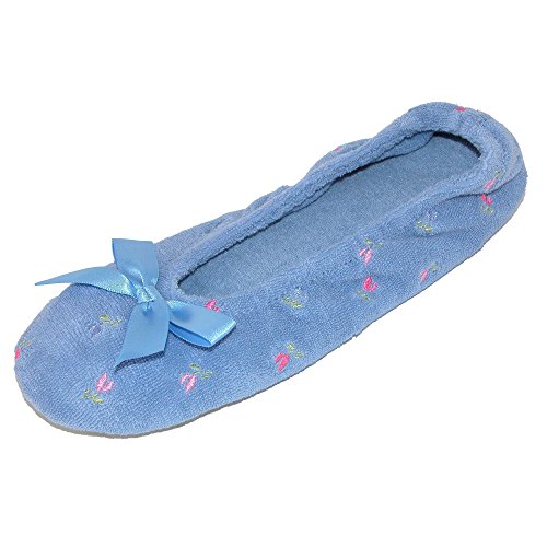 Image of Terry Ballerina Slippers with Embroidery for Women by Isotoner