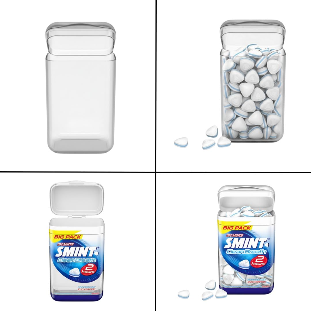 Smint 2H Clean Breath Peppermint, 1500stk Big-Pack Nachfüllpack Minz Pastillen im Folienbeutel, zum Nachfüllen, zuckerfrei, 2 Std frischer Atem