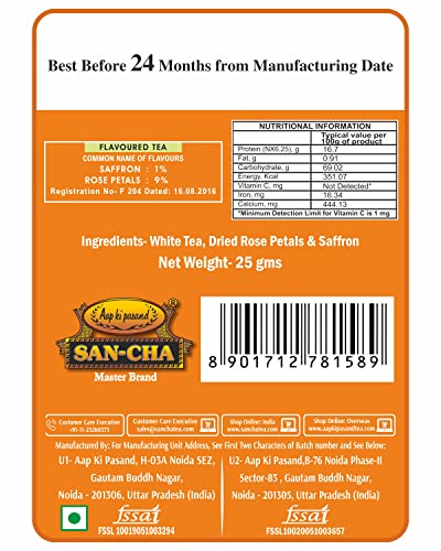 Image of Sancha Saffron White Tea | Rare Kashmiri Kesar & Premium White Tea Buds | Micro-Batch Pure Ingredients | 25g Loose Leaf