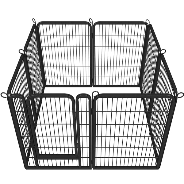 Recinti per Cani Gatti da Interni ed Esterni per Cuccioli Conigli Recinzione in Metallo Pieghevole Box Portatile per Cani Nera 8 pz 68 x 100 cm