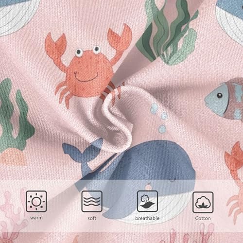 Toddlers Underwear Floral 2t Cotton Girl Panties Cute Artistic Briefs Girls Undies Cute Cartoon Whales Crabs Fishes3