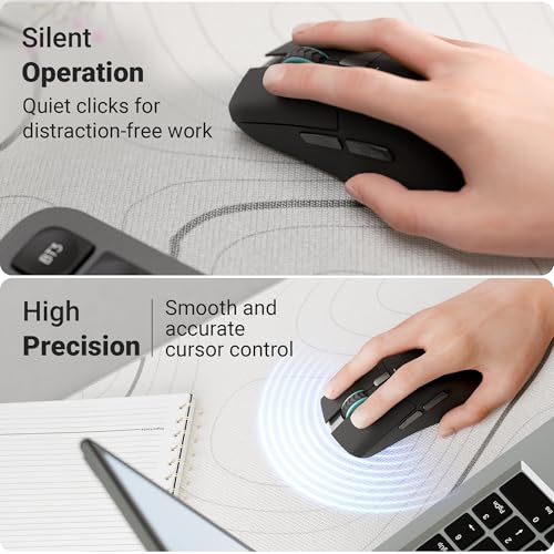 Image of Zebronics Rechargeable Wireless Mouse, Dual Mode 2.4GHz + BT, Upto 2400 DPI, 6 Buttons, USB Nano Receiver, Type-C, Silent Operation, Ergonomic Design (Blanc 100, Black)