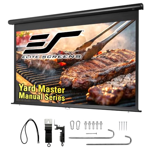 Image of Elite Screens Yard Master Manual, 100-inch Indoor Outdoor Rain Water Protection Projector Screen 16:9, 8K 4K Ultra HD 3D Movie Theater Cinema 100” IP-65 Projection Screen, OMS100HM