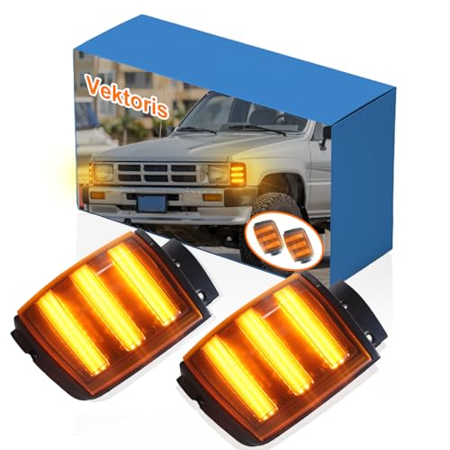Vektoris Upgraded Front LED Corner Light for 1984-1989 Toyota 4Runner,1984-1986 Toyota Pickup Truck 2WD/4WD, Amber LED Headlight Side Marker Light Parking Lamp, Replaces# 81620-89143, 81610-89143