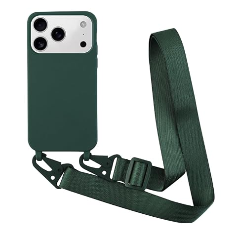 Yichxu Etui na telefon komórkowy iPhone 17 Pro, z opaską, silikonowe etui z tworzywa TPU, ze smyczką, etui ochronne ze sznurkiem na szyję, odporne na uderzenia, nylonowy pasek na ramię, etui na