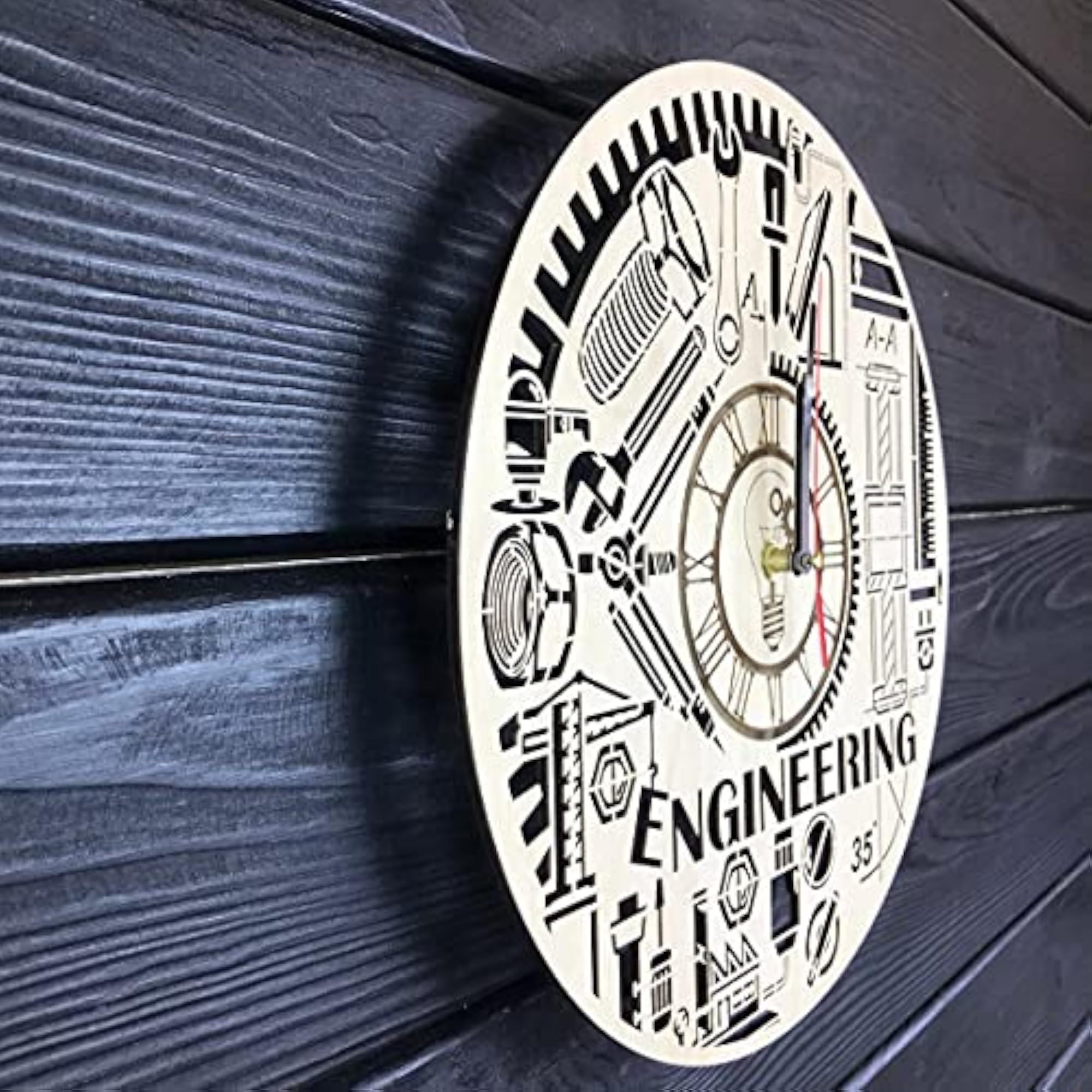 Engineering Wall Clock Wood Home Decor