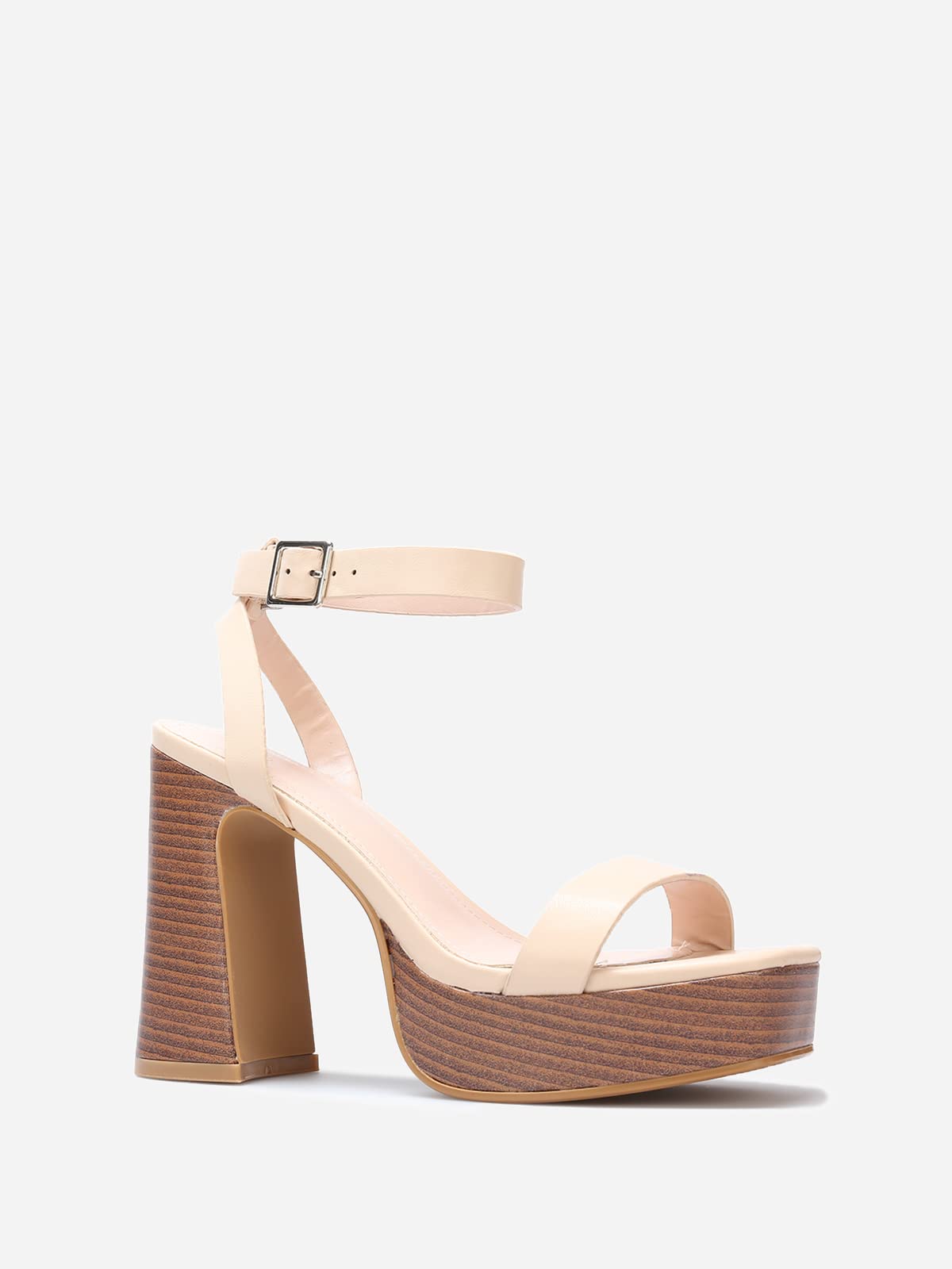 La Modeuse - Sandali con piattaforma effetto legno
