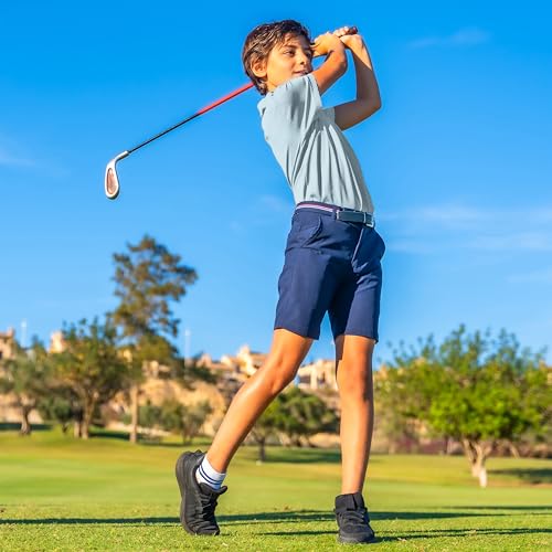 Image of Boys Polo Shirts Short Sleeve Striped Performance Moisture Wicking Dry Fit Golf Shirts for Boys Youth Kids