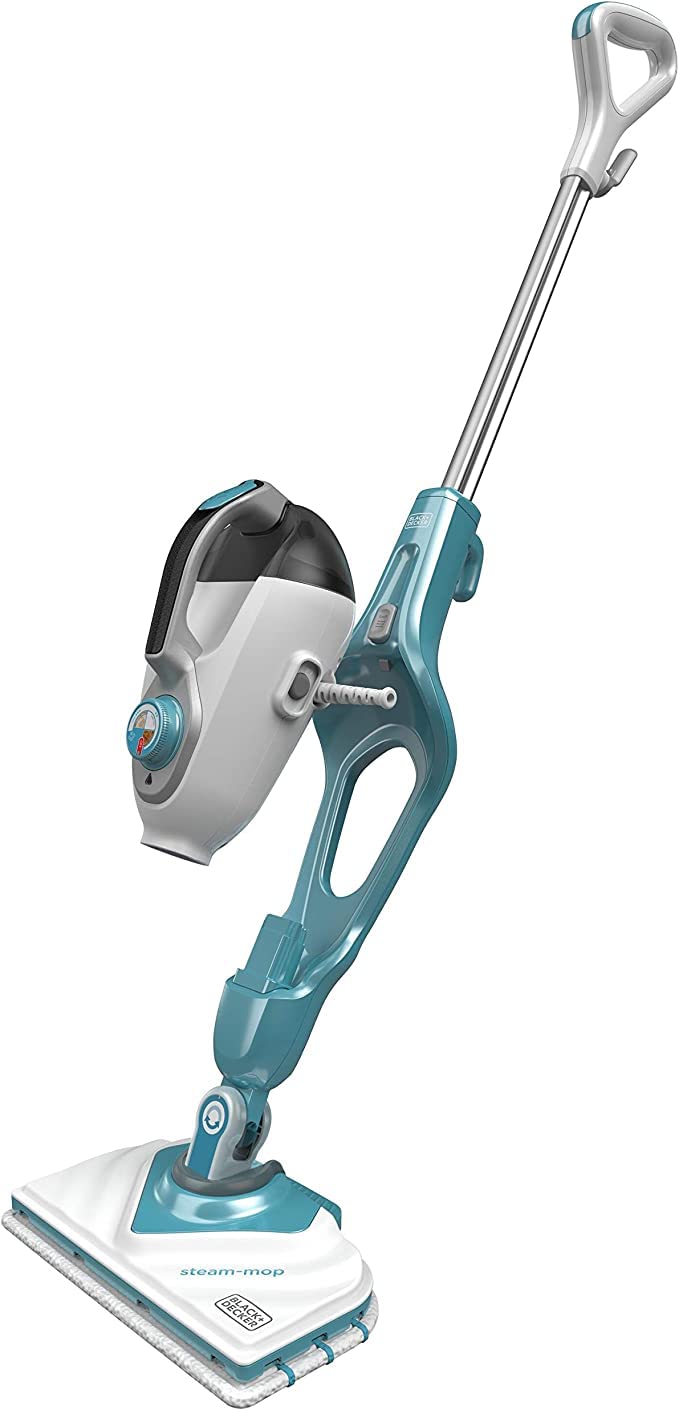 Lot de BLACK+DECKER Balai Vapeur avec Nettoyeur à Main BHSM166DSM-QS - 1600W + BLACK+DECKER - Lot de 2 Patins Multi Surfaces pour Balais à Vapeur - FSMP20-XJ