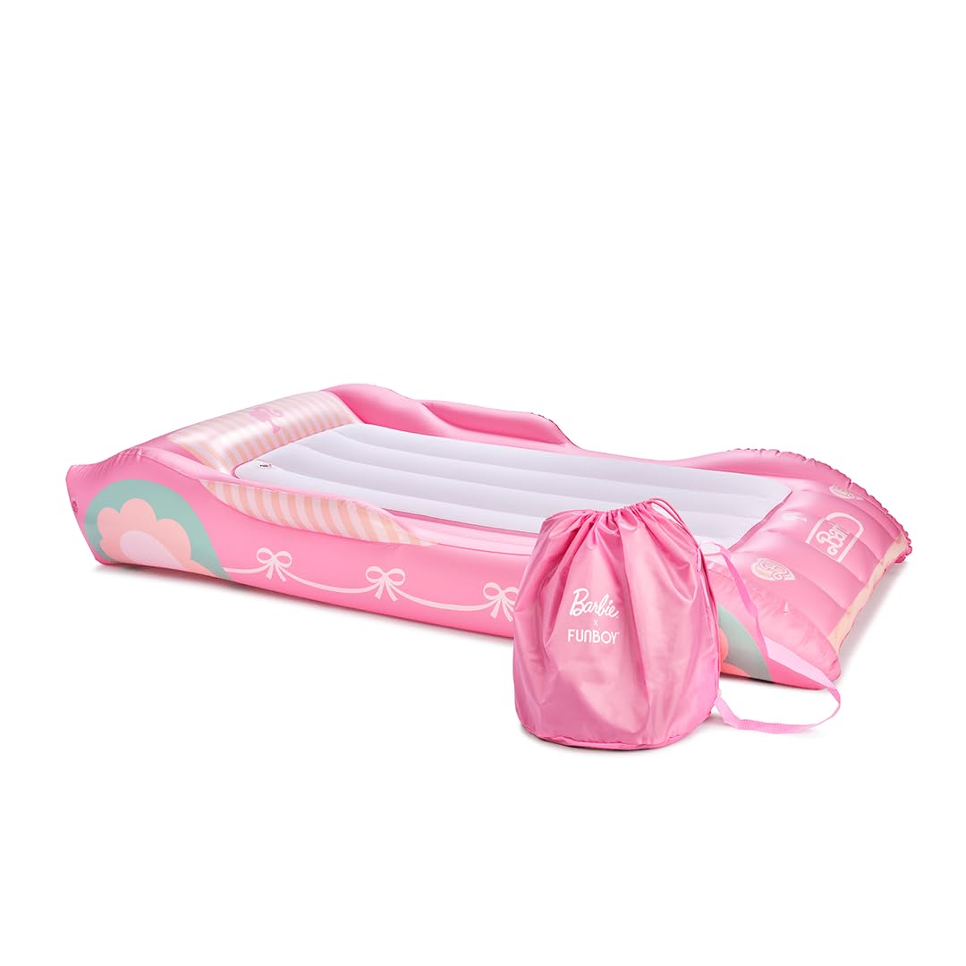 FUNBOY Barbie Kids Sleepover Travel Bed & Air Mattress. Perfect for Sleepovers. Includes Carrying Storage Bag, Twin