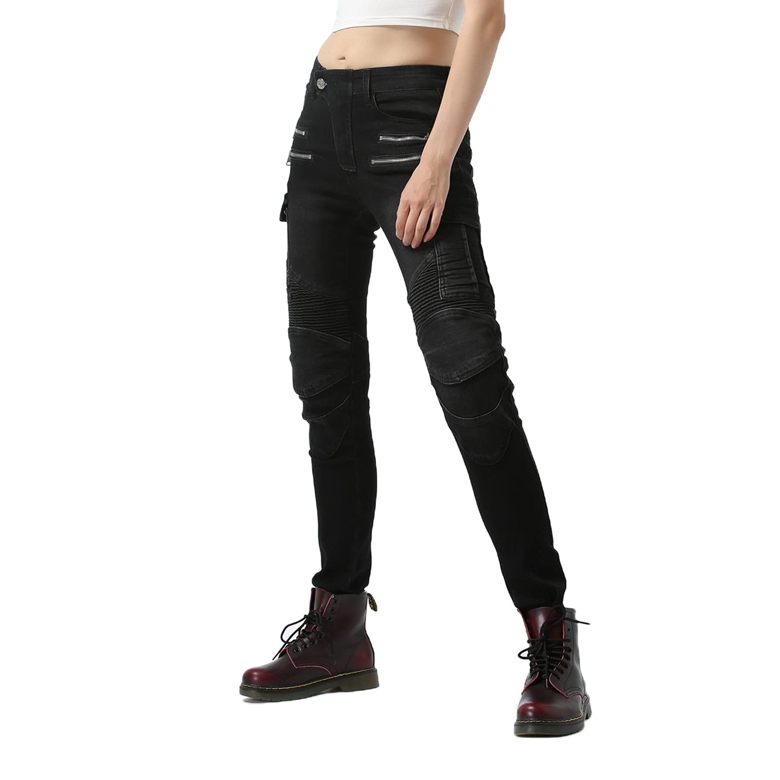 Damen Motorradhose Motorrad Jeans Biker Trousers Motorrad Hose Fahrrad Riding Schutzhose, 4 x Schutz Ausrüstung