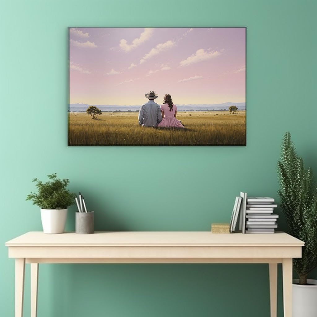 Canvas for Living room. Whispers of Serenity in a Pastoral Duet, 27 x 18 inch Canvas Wall Art - Contemporary Masterpieces - Modern Home Decor - 69x46 cm (27x18 inch)