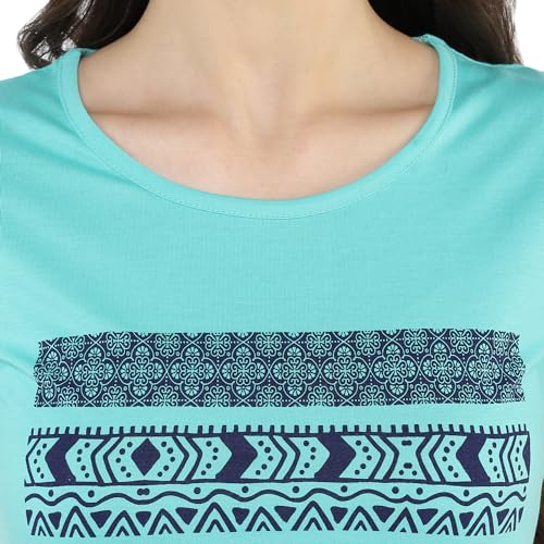 Image of Modeve Women Printed Cotton Blend Half Sleeve Round Neck T-Shirt for Summer