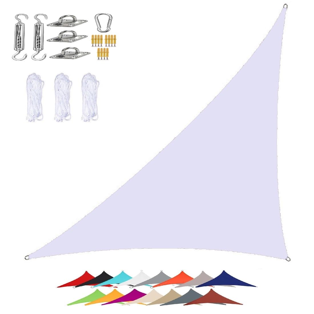 Protezione solare UV 95% per giardino, balcone, patio, campeggio, resistente agli strappi e alle intemperie, con kit di fissaggio (5 x 5 x 7,1 m, bianco)