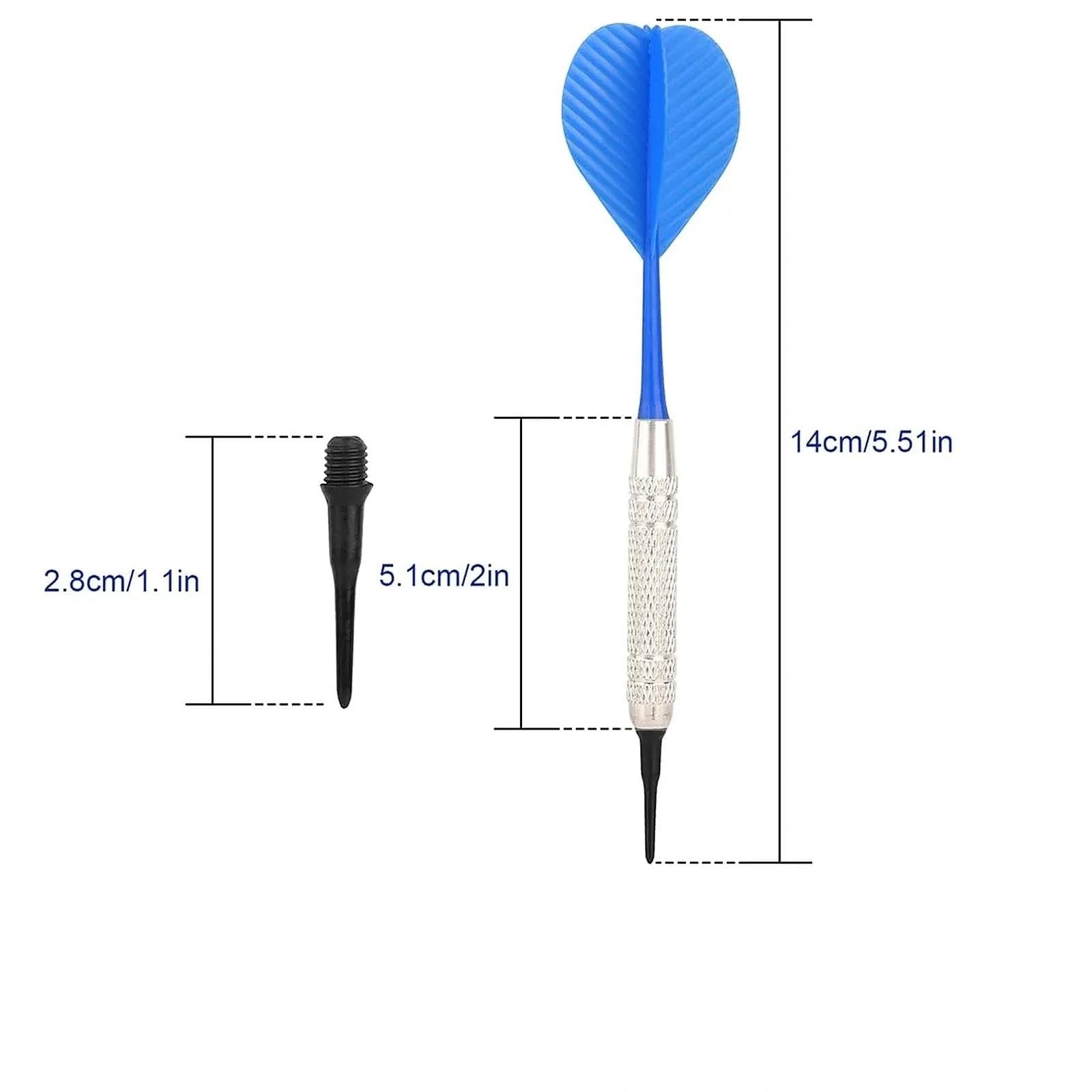 Dardos con Punta de plástico, Juego de 12 Dardos Blandos con 36 Puntas de plástico para Diana electrónica Plástica para Principiantes y Entrenamiento Avanzado