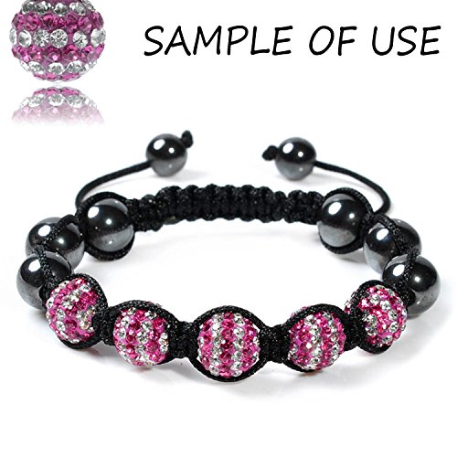 Rubyca Stripes Czech Crystal Round Disco Ball Clay Beads Fit Shamballa Jewelry (20Pcs, 10Mm, Pink) #TOP5