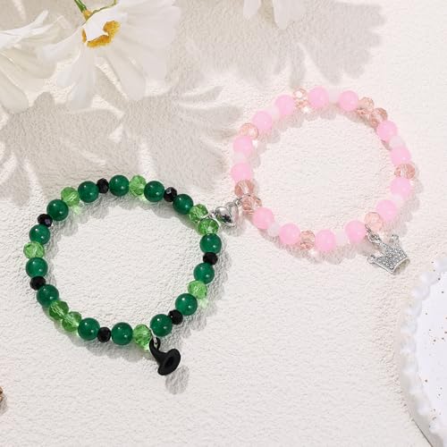 Cooluckday Matching Bracelets for Couples Best Friend Movie Inspiration Matching Crown Witch Hat Heart Charm Bracelets for Women Friendship Bracelets Gifts for Sister Long Distance Gift3