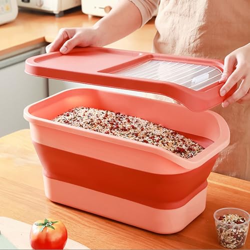 faltbar Futterbehälter Für Haustiere, 12-15 kg Hundefutterbehälter, Luftdichte kompakte Futterbox, Katzenfutter Aufbewahrung, Trockenfutter, Für Hunde, Katzen, Tierfutterbehälter, BPA-frei (Grün)