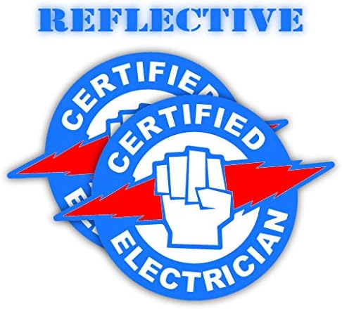 Pair | Reflective Certified Electrician Hard Hat Decal | Helmet Sticker | Lunch Bob Label | Tool Box Decal | (Blue and Yellow)