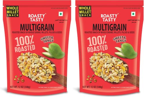 Image of Roasty Tasty Multigrain Diet Mixture - Palm Oil Free for Kids - Millet Namkeen - Healthy Snacks for All - Roasted with Millets & Seeds - No Onion No Garlic Namkeens - 340 G (Pack of 2)