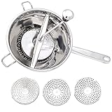 Pasapure en Acero Inoxidable de 20 cm con 3 discos Intercambiables, Pasapures Manual Diseñado en España