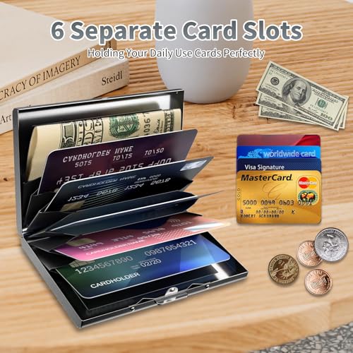 Metal Credit Card Holder RFID Blocking, Gothic Rainbow Bats Slim Mini Aluminum Wallet Hard Case for Men & Women, Small Business Card Case Card Organizer Case Holds 12 Cards & Bills4