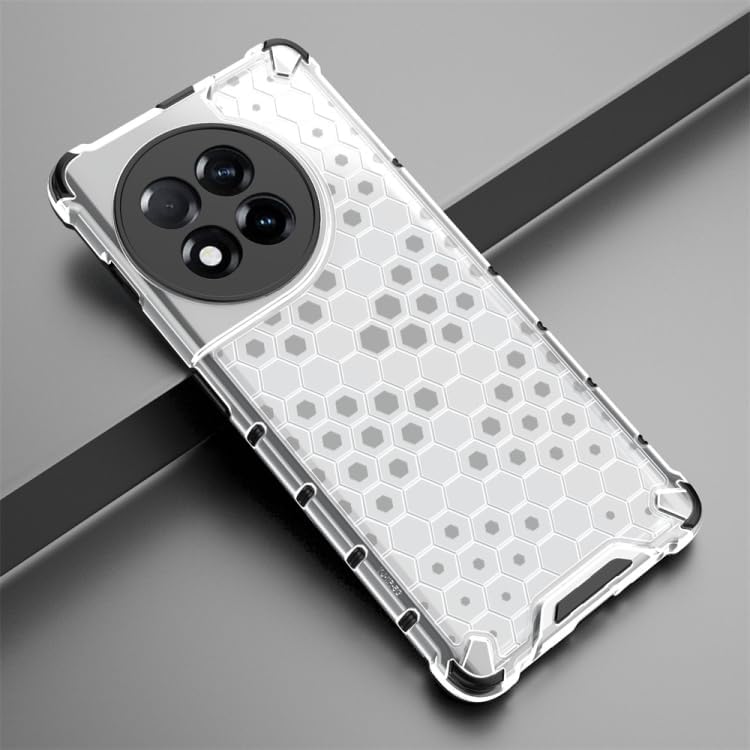 Image of Lustree TPU Honey Comb Armor Shock Proof Back Cover for for Oneplus 11R 5G (Transparent)
