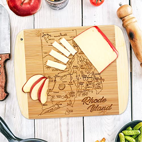 Image of Totally Bamboo A Slice of Life Rhode Island Engraved Map Cutting Board