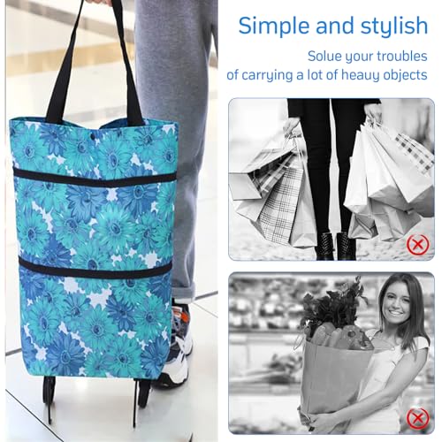 Vielseitiger 2-in-1 Einkaufstrolley, Klappbare Einkaufstasche mit Rollen, Klappbarer Einkaufswagen für Zuhause und Supermarkt, Maximale TragfäHigkeit 20kg – Bild 6