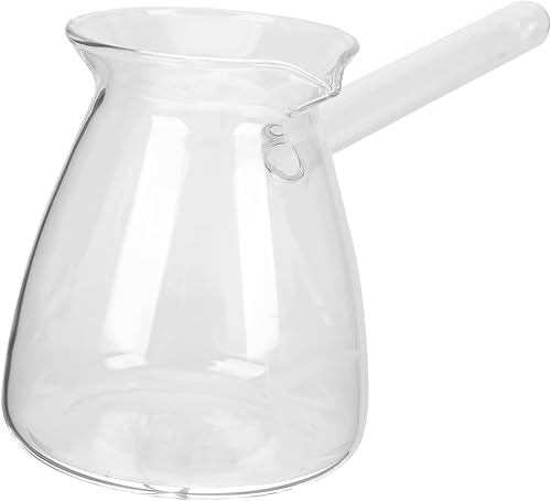 Cabilock 1pc espesado vidrio tetera lado derecho mango de café y borosilicato cafetera hervir café esmalte inducción turco café hervidor de café