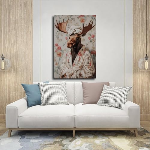 Poster sur toile élan en peignoir décoration murale design 40x60 - 5