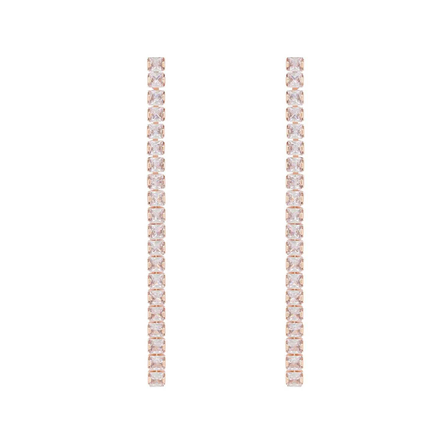 I Jewels Sparkling Glamorous Rose Gold Plated CZ and American Diamond Tassel Drop Fashionable Earrings for Women/Girls (E3117RG) (B0C37PPY19) Amazon Price History, Amazon Price Tracker