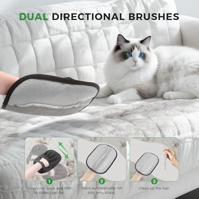 Pet Hair Removal Glove, Reusable Electrostatic Cats Dogs Hair Remover Gloves, Pet Hair Fur Remover Tool Mitt, Pet Hair Cleaning Glove for Furniture Bed Clothes Carpet Car Seat, 1 Piece-32xYdVnv