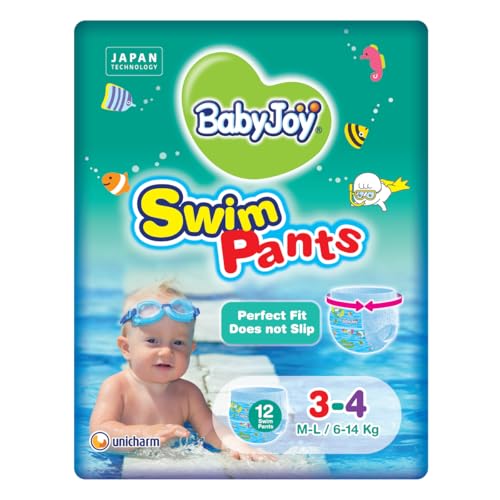 BabyJoy Swim Pants Diaper Size 3-4 Medium - Large 6-14 Kg Saving Pack 12 Swim Pants
