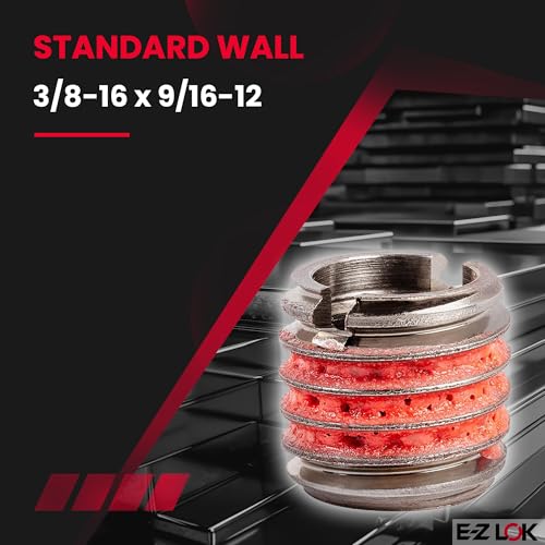 Image of E-Z Lok Externally Threaded Insert, 303 Stainless Steel, 3 /8 inch-16 Internal Threads, 9 /16 inch-12 External Threads, 0.515 inch Length, Made in US (Pack of 5)