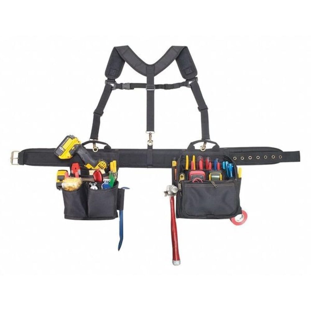 CLC Custom Leathercraft 1608 Ceinture à outils confortable pour électricien, 28 poches, noir