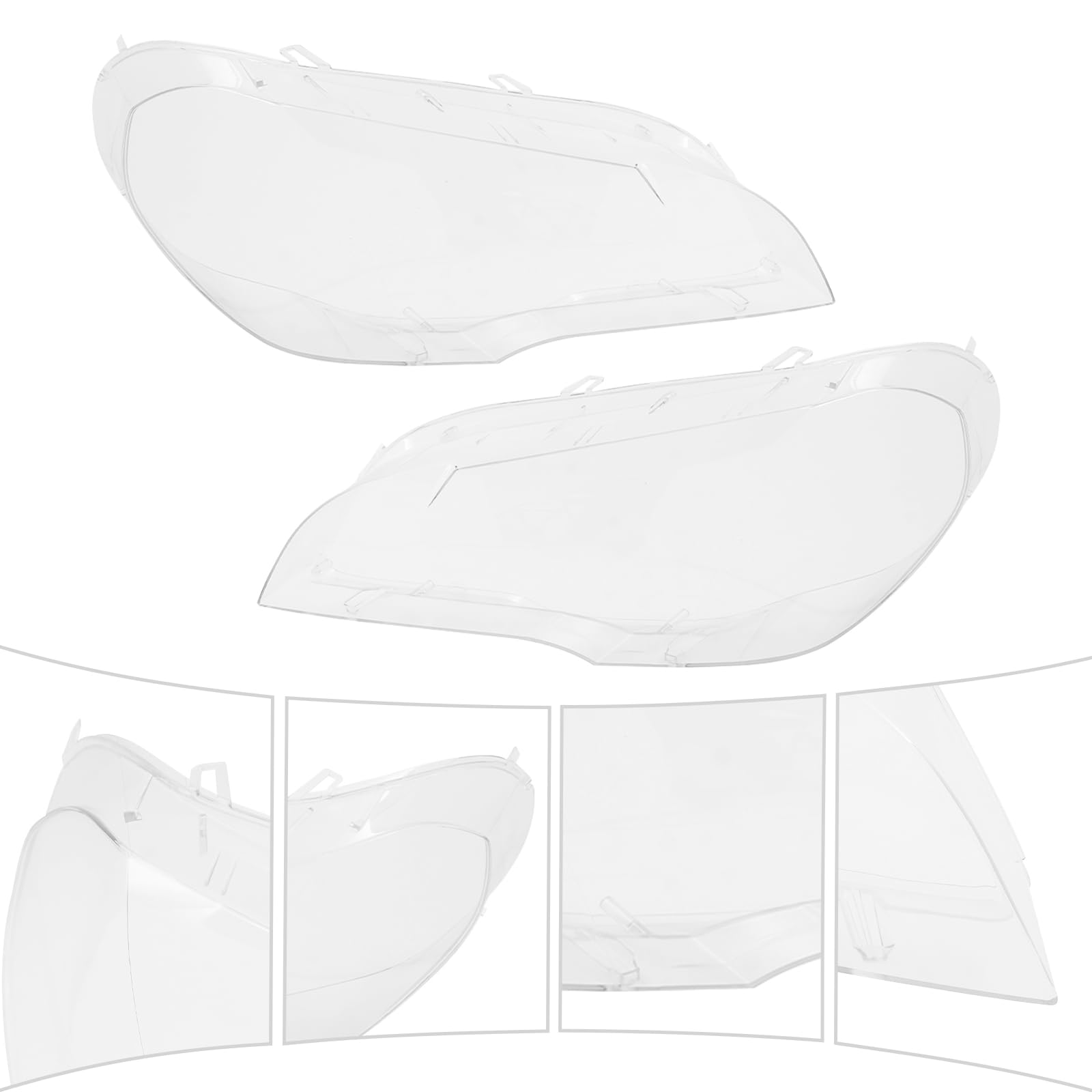 Juego de difusores de cristal para faros delanteros izquierdo y derecho, para faros delanteros transparentes, aptos para E7 Touring 2001 – 2010 (E7)