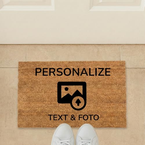 Wanapix | Felpudo Mini Personalizado | Felpudos Originales para la Entrada de Casa | Base Antideslizante | Fibras de Coco Natural | Personaliza con Foto y Texto | 55x33cm