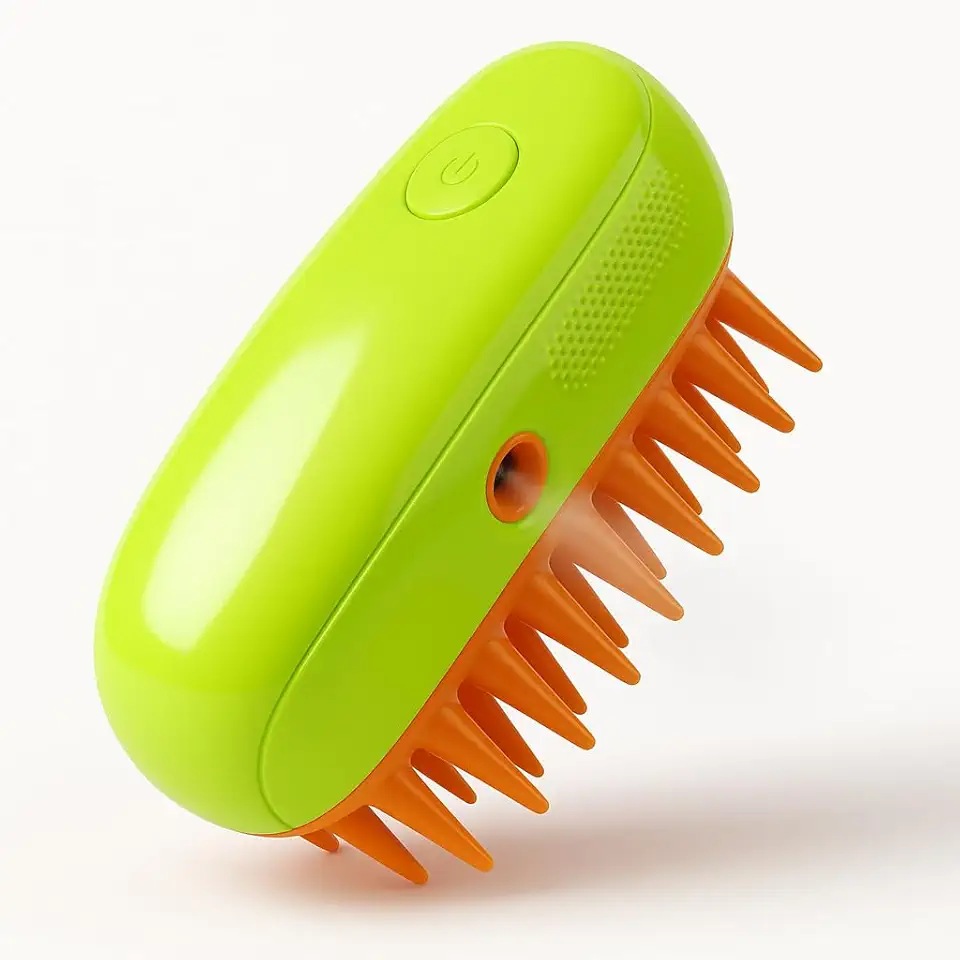 Escova para Gatos,Removedor de pelos para Pets, Cachorros, Escova Eletrica,Escova a Vapor para Pets – Remove Pelos de Gatos e Cães com Facilidade | Recarregável | Verde e Laranja | Pontas de Silicone Confortavel| Cachorro e Gato|